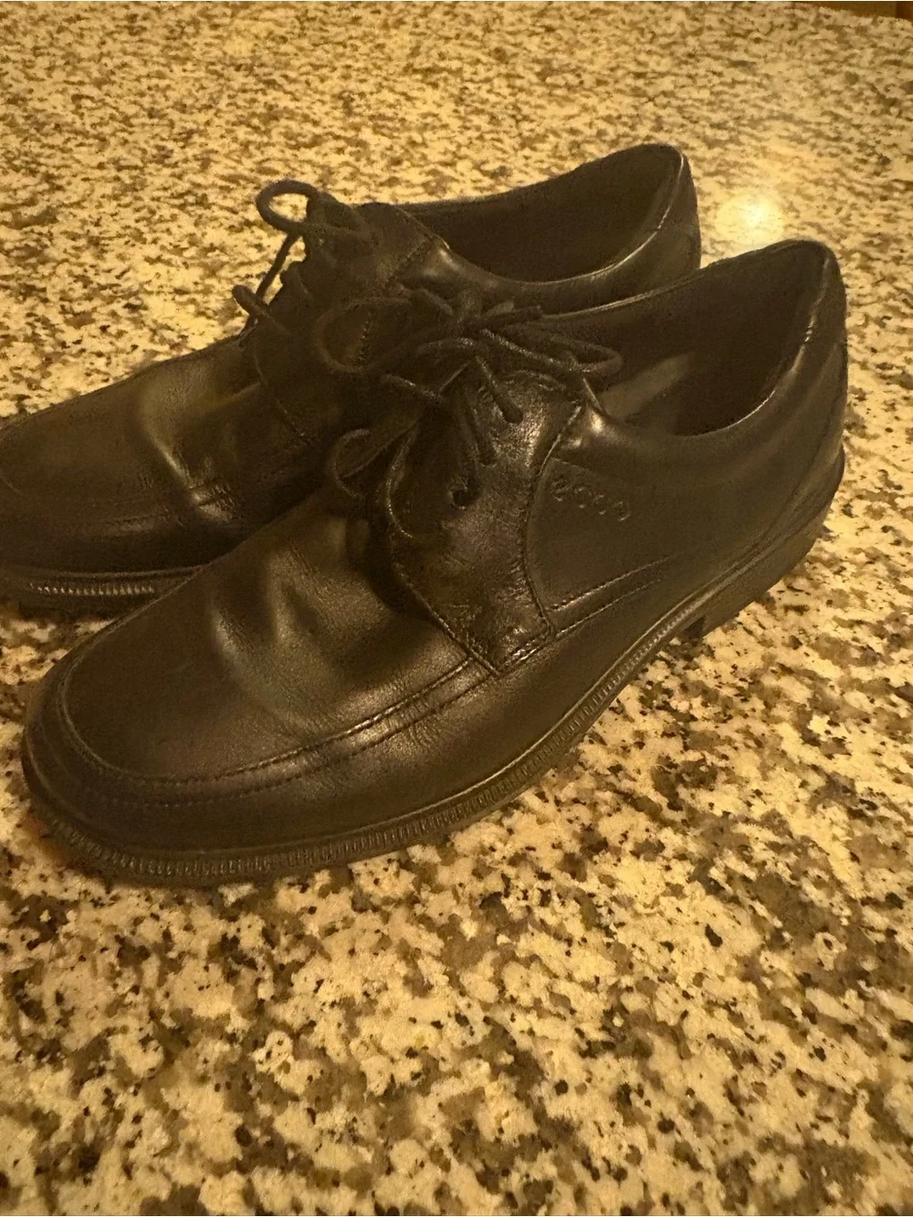 Nwot Ecco Men's Black Leather Lace-Up Derby